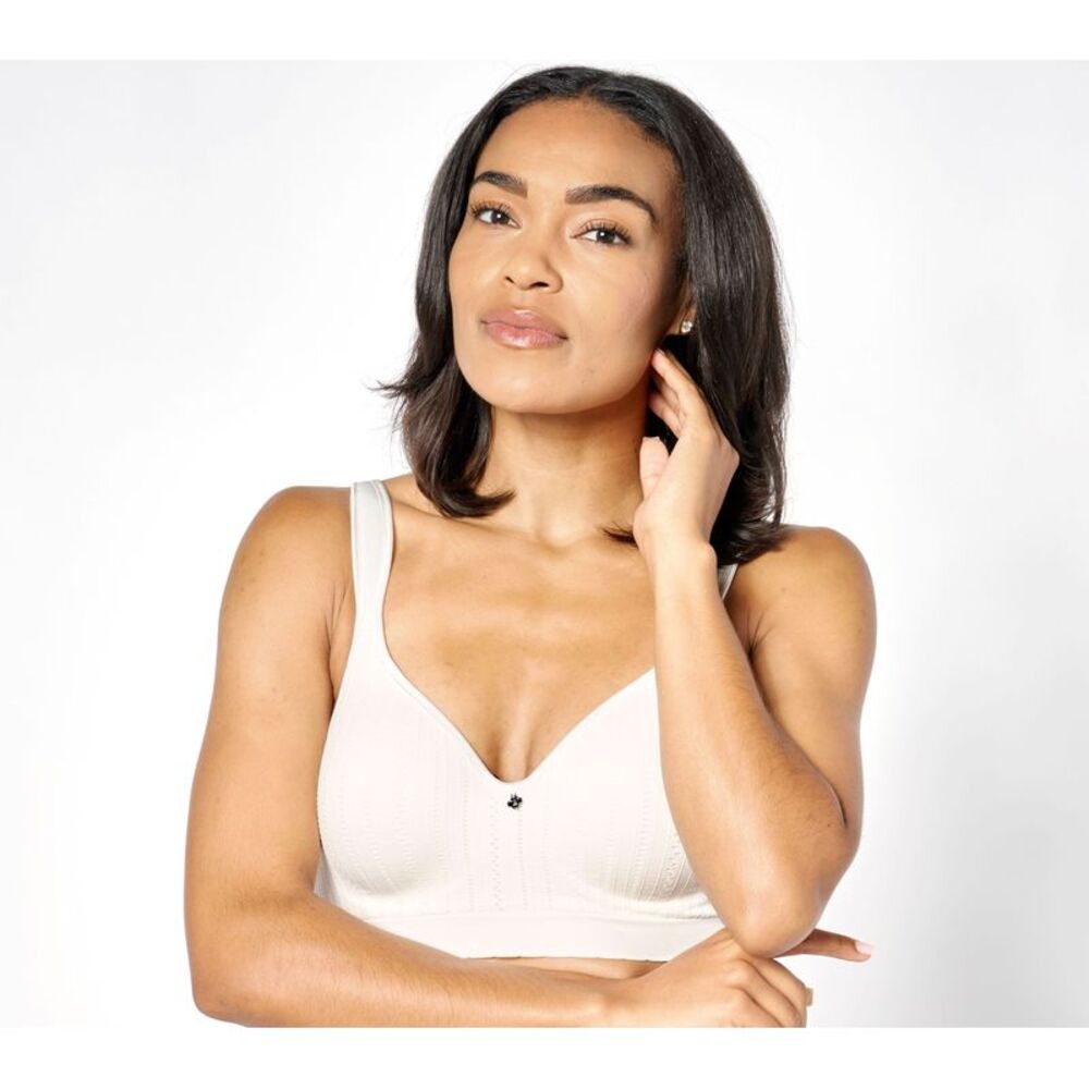 Gloria Vanderbilt Women's Bra Sz 42C Breezies Seamless Pointelle White A644711